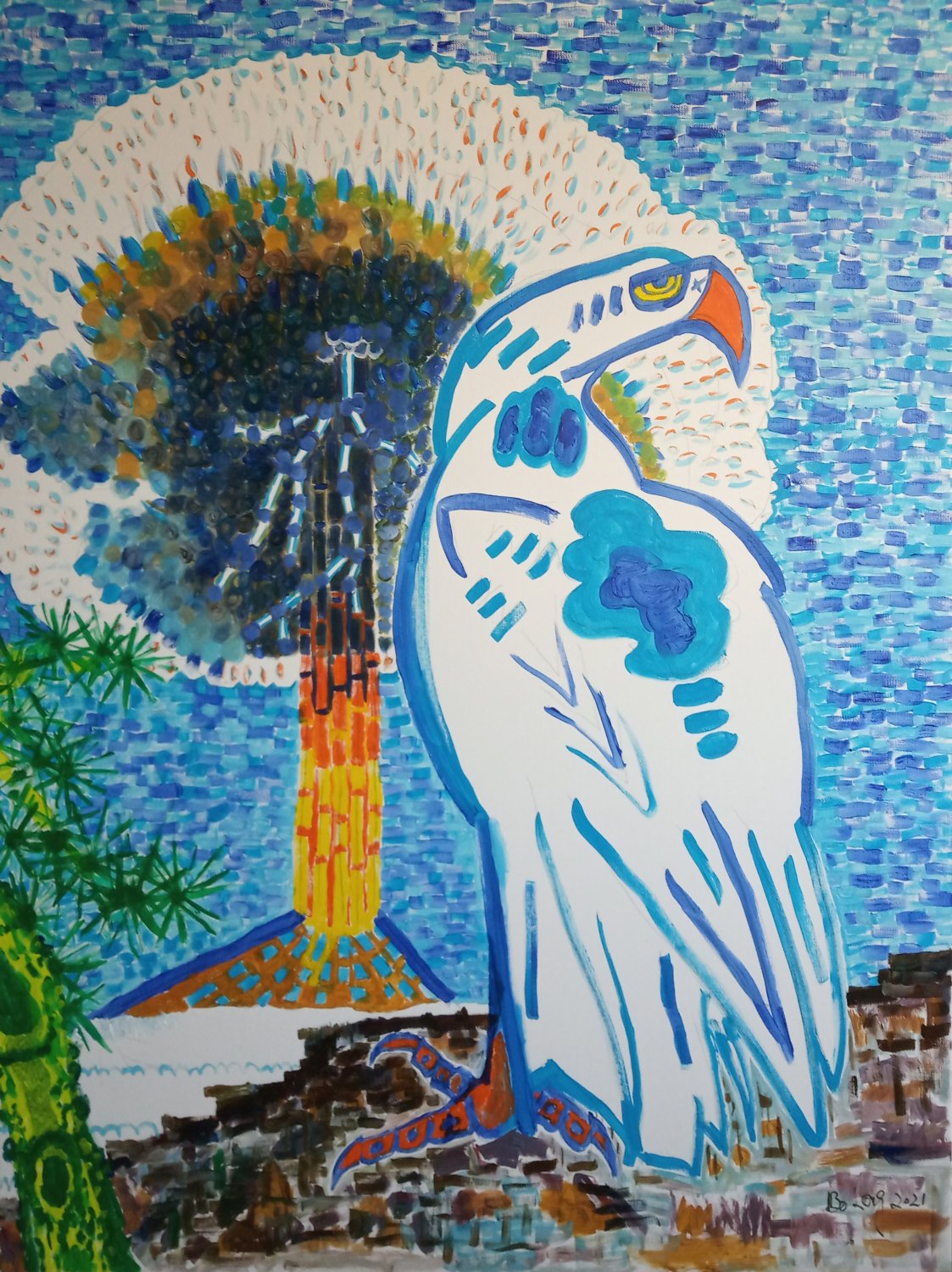 Snow Eagle Before Volcano Signed Limited Edition Art Prints on Large Canvas