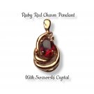 Ruby Red Charm Pendant With Swarovski Crystal
