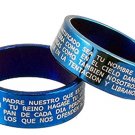 Religious Ring Blue Spanish Our Father Lord's Prayer Stainless Steel Ring