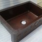 Copper Custom Handmade Hand Hammered Kitchen Farmhouse Copper Sink 33x22x9 14 Gauge Fleur de Lis