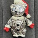 Vintage Napier Silver-Tone Santa Claus Teddy Bear Articulated Christmas Brooch