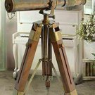 Vintage Antique Nautical Gift Decorative Solid Brass Telescope w/ Wooden Tripod