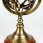 Antique Armillary Brass Desktop Globe Sphere Wooden Base Vintage Astrolabe