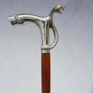 Victorian Brass Snake Cobra Head Handle Full Wooden Walking Stick Nautical Cane