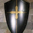 Medieval Knight Black Heater Templar Shield Battle Warrior Larp Steel Shield 30" Medieval Knight Black Heater Templar Shield Battle Warrior Larp Steel Shield 30"