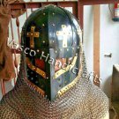 Medieval Black Viking Vendel Helmet With Chainmail ~Hand Forged SCA~Larp Helmet Medieval Black Viking Vendel Helmet With Chainmail ~Hand Forged SCA~Larp Helmet