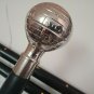 Vintage Silver Brass Globe Design Nautical Head Handle Wooden Walking Stick 36"