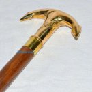 Long Walking Comfort Stick Gift Item Beige Color Style Brass Head Handle Wooden