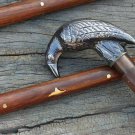 Vintage Designer Crow Handle Antique Style Victorian Cane Wooden Walking Stick