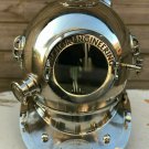 Vintage Chrome Shine Diving Helmet U.S Navy Mark V Deep Sea Divers Boston 18"