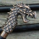 Nautical Style Dragon Antique Head Handle Vintage Wooden Walking Canes Stick 36"