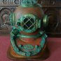 Rare Antique Diving Helmet U.S Navy Mark V Deep Sea Divers Helmet W/Wooden Base