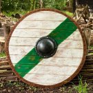 Viking Shield Medieval Battle-Ready Shield Green Wooden Shield Vintage LARP 24" Viking Shield Medieval Battle-Ready Shield Green Wooden Shield Vintage LARP 24"
