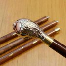Victorian Brass Egg Target Nautical Handle Vintage Wooden Walking Stick Cane 36"