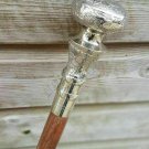 Victorian Spiral Design Head Brass Handle Wooden Walking Stick Nautical Cane