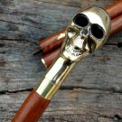 Victorian Skull Design Head Handle complete Wooden Walking Stick Nautical Cane