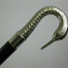 Victorian Brass Swan Chrome Head Nautical Handle Vintage Walking Stick Cane 36"