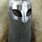 Hand-Forged Full Face VIKING HELMET with Chainmail ~ norse ~ medieval ~sca