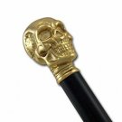 Victorian Brass finish skull Nautical Head Handle Vintage Walking Stick Cane 36"