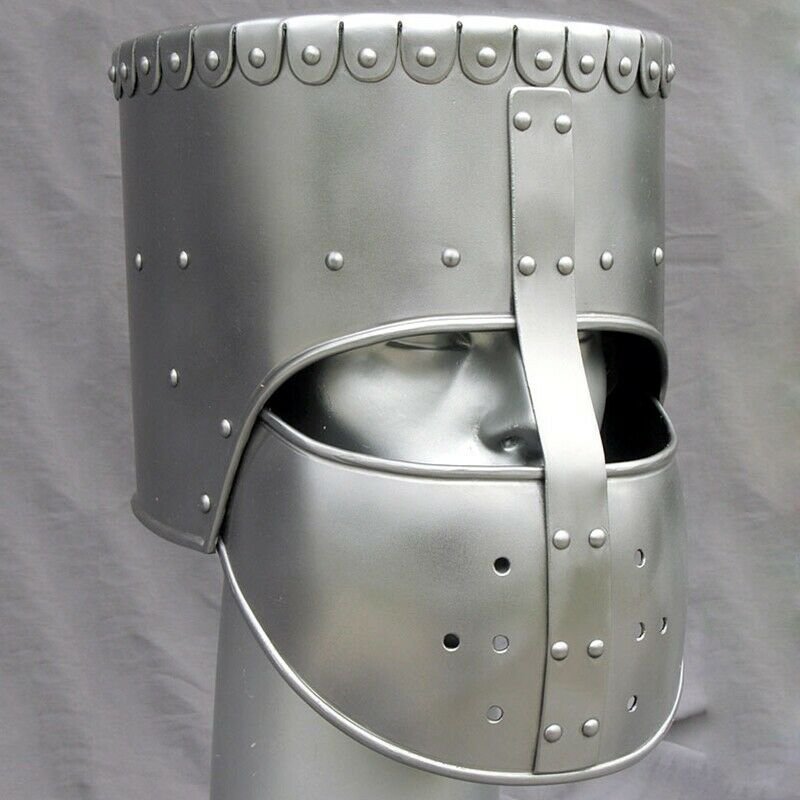 Medieval Cylindrical Costume Helmet knight Crusader Armour Larp Face ...