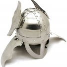 Medieval Warrior Brand 18 Gauge Steel Winged Viking Helmet with Leather Liner