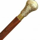 Vintage Antique Walking Cane Wooden Walking Stick designer Brass Handle Gift