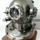 Antique Diving Divers Helmet~ Boston Mark V Nautical Deep Sea Scuba With Base