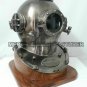 Antique Diving Divers Helmet~ Boston Mark V Nautical Deep Sea Scuba With Base