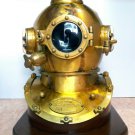 Vintage Diving Helmet U.S Navy Mark V Deep Sea Divers Helmet With Wooden Base