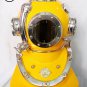 La Spezia Yellow Diving Helmet U.S Navy Deep Sea Divers Helmet W/Wooden Base