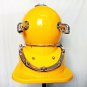 La Spezia Yellow Diving Helmet U.S Navy Deep Sea Divers Helmet W/Wooden Base
