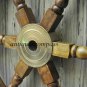Wooden Ship Steering Nautical Wheel ~Pirate Decor ~Wood Brass ~Fishing Wall Boat