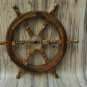 Wooden Ship Steering Nautical Wheel ~Pirate Decor ~Wood Brass ~Fishing Wall Boat