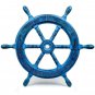 18'' Nautical Wooden Ship Wheel Captain Boat Carved Steering sky Blue Wheel gift