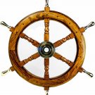 24'' Handcrafted Distress Gaston Turcotte Ship Wheel Wooden Captain Boat Carved