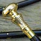 Nautical Style Brass Silver Designer Head Handle Vintage Wooden Walking Stick