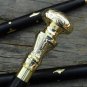 Nautical Style Brass Silver Designer Head Handle Vintage Wooden Walking Stick