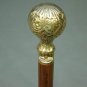 Nautical Victorian Brass Round Head Handle Vintage Wooden Walking Cane Stick 36"