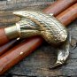 Victorian Nautical Brass Crow Head Handle Vintage Wooden Walking Stick Canes 36"