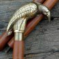 Victorian Nautical Brass Crow Head Handle Vintage Wooden Walking Stick Canes 36"