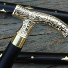 Nautical Style Designer Brass Head Handle Vintage Wooden Walking Cane Stick 36"