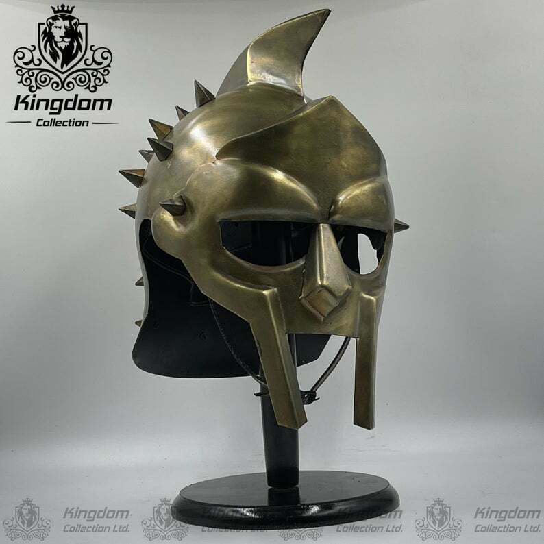 Medieval Gladiator Helmet Crusader Larp Knight MAXIMUS ROMAN SPIKED ...