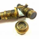 Victorian Telescope Brass Head Handle Walking stick Nautical Antique wooden Cane
