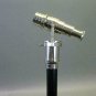 Victorian Chrome Telescope Brass Head Handle Walking stick Nautical wooden Cane