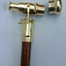 Victorian Brass Telescope Head Handle Walking stick Nautical wooden Cane stick