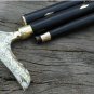 37" Nautical Style Brass White Antique Head Handle Vintage Wooden Walking Stick
