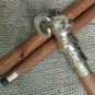 Victorian Antique Silver animal Design Nautical Head Handle Wooden Walking Stick
