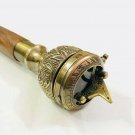 Victorian Brass Compass Head Handle Stylish Wooden Walking Stick Nautical Cane