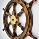 30'' Burned Antique Prosess Gaston Turcotte Steering Wooden Brass Captain Wheel 30'' Burned Antique Prosess Gaston Turcotte Steering Wooden Brass Captain Wheel