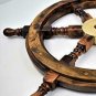 30'' Burned Antique Prosess Gaston Turcotte Steering Wooden Brass Captain Wheel